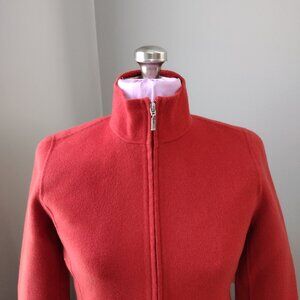 Carole Little 100 Boiled Wool Red Zip Up Jacket Blzer Pockets XS